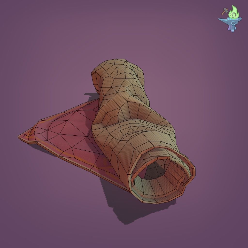 Body rolled in a carpet Low-poly 3D model_8
