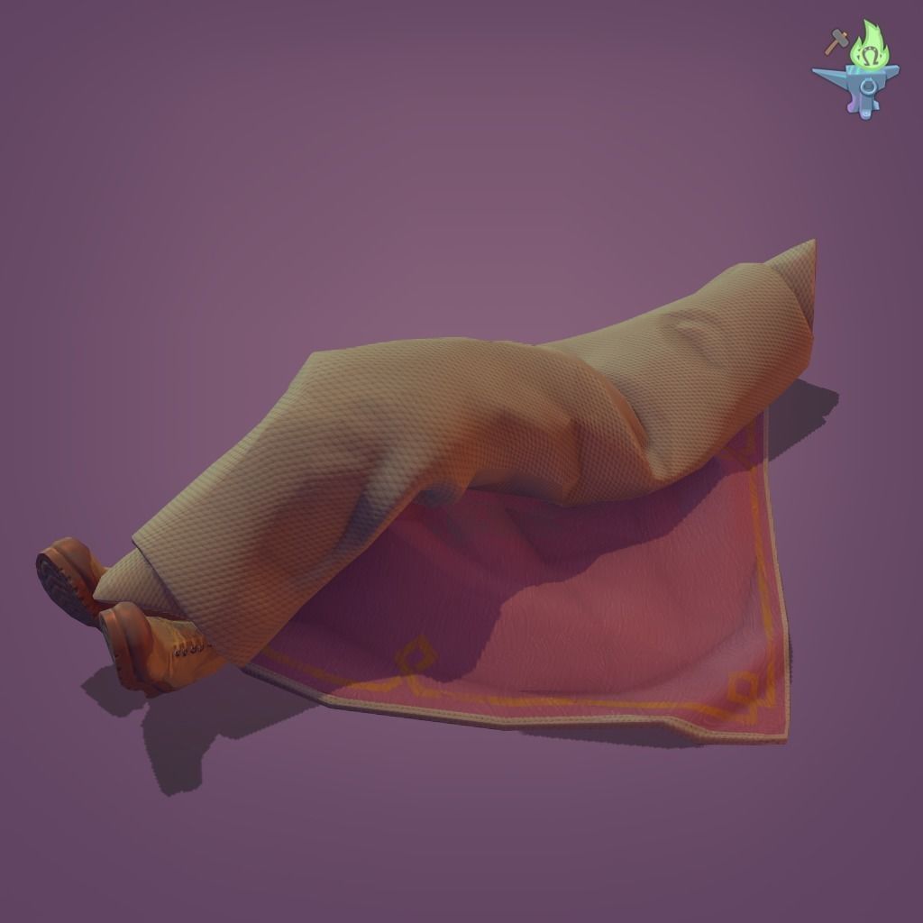 Body rolled in a carpet Low-poly 3D model_2