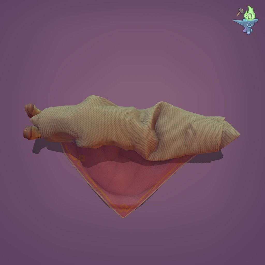 Body rolled in a carpet Low-poly 3D model_5