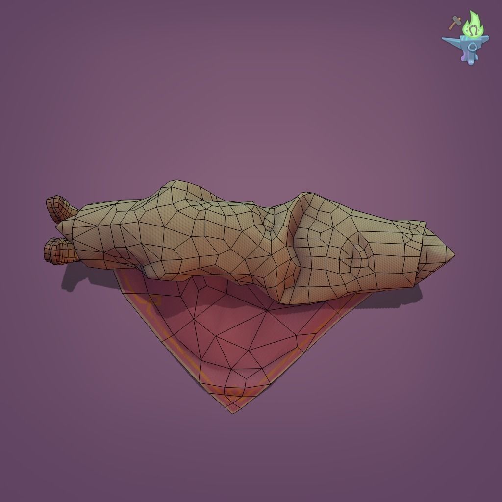 Body rolled in a carpet Low-poly 3D model_6