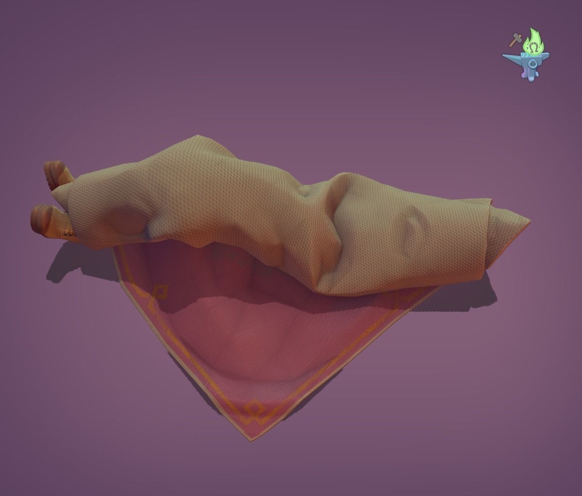 Body rolled in a carpet Low-poly 3D model_4