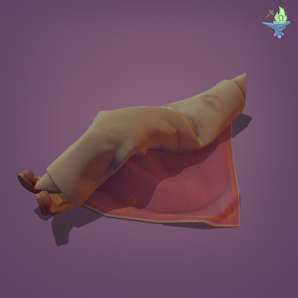 Body rolled in a carpet Low-poly 3D model_10