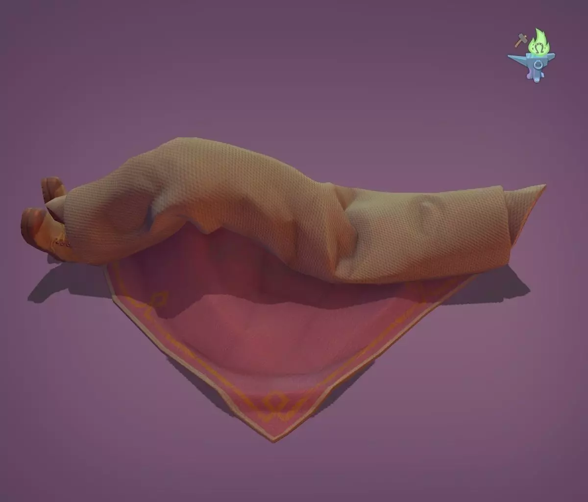 Body rolled in a carpet Low-poly 3D model_0