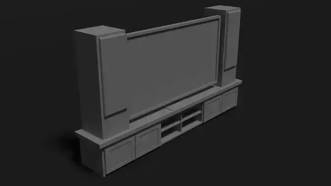 LCD TV stand and stereo speakers