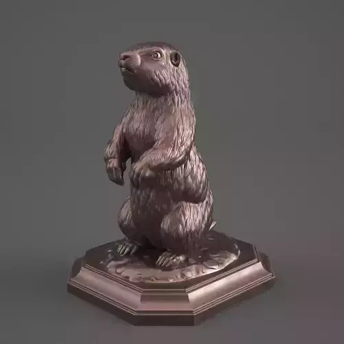 Marmot bronze statue of groundhog 3D print model