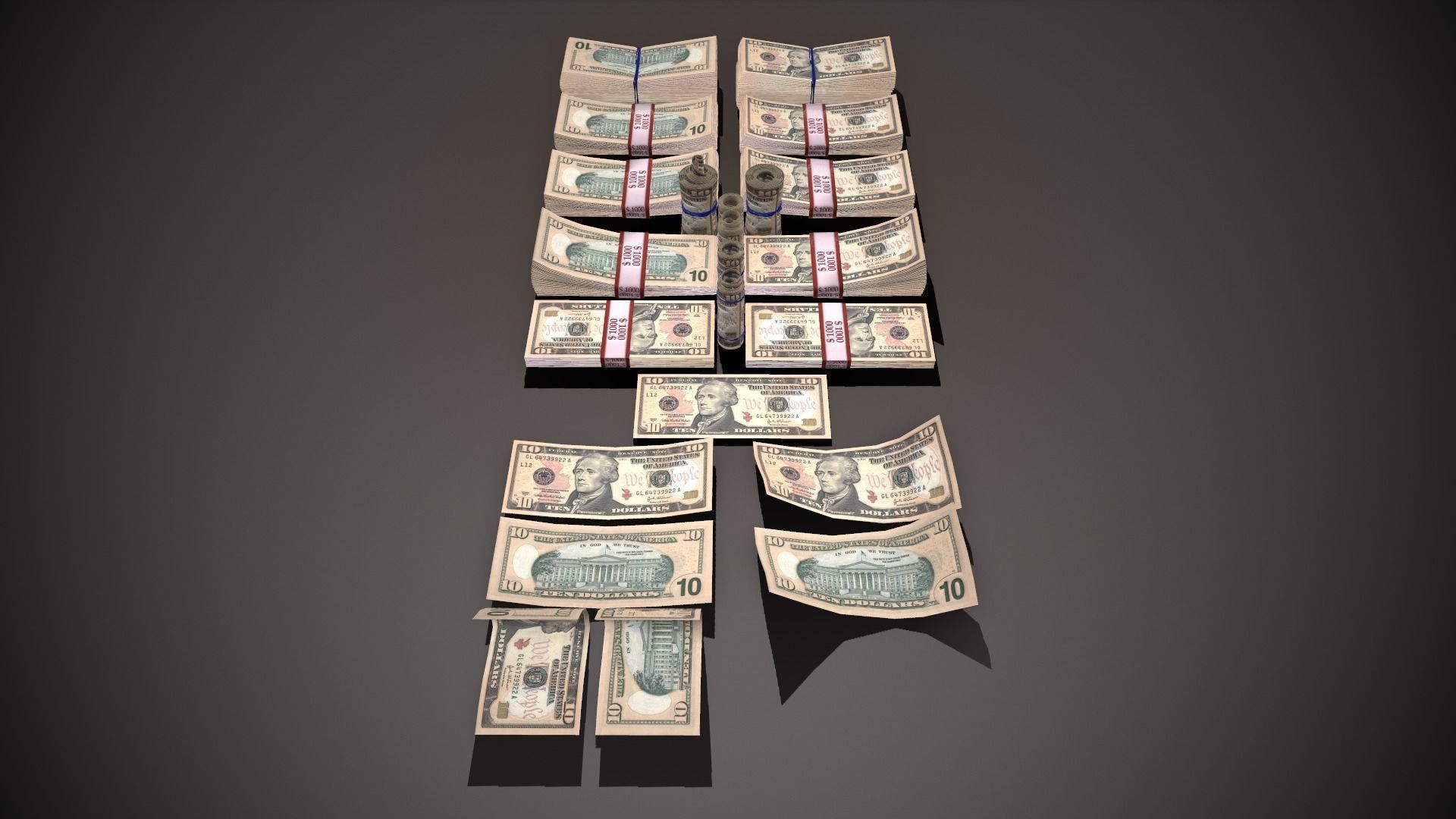 MoneyPack - American Dollars Low-poly 3D model_24