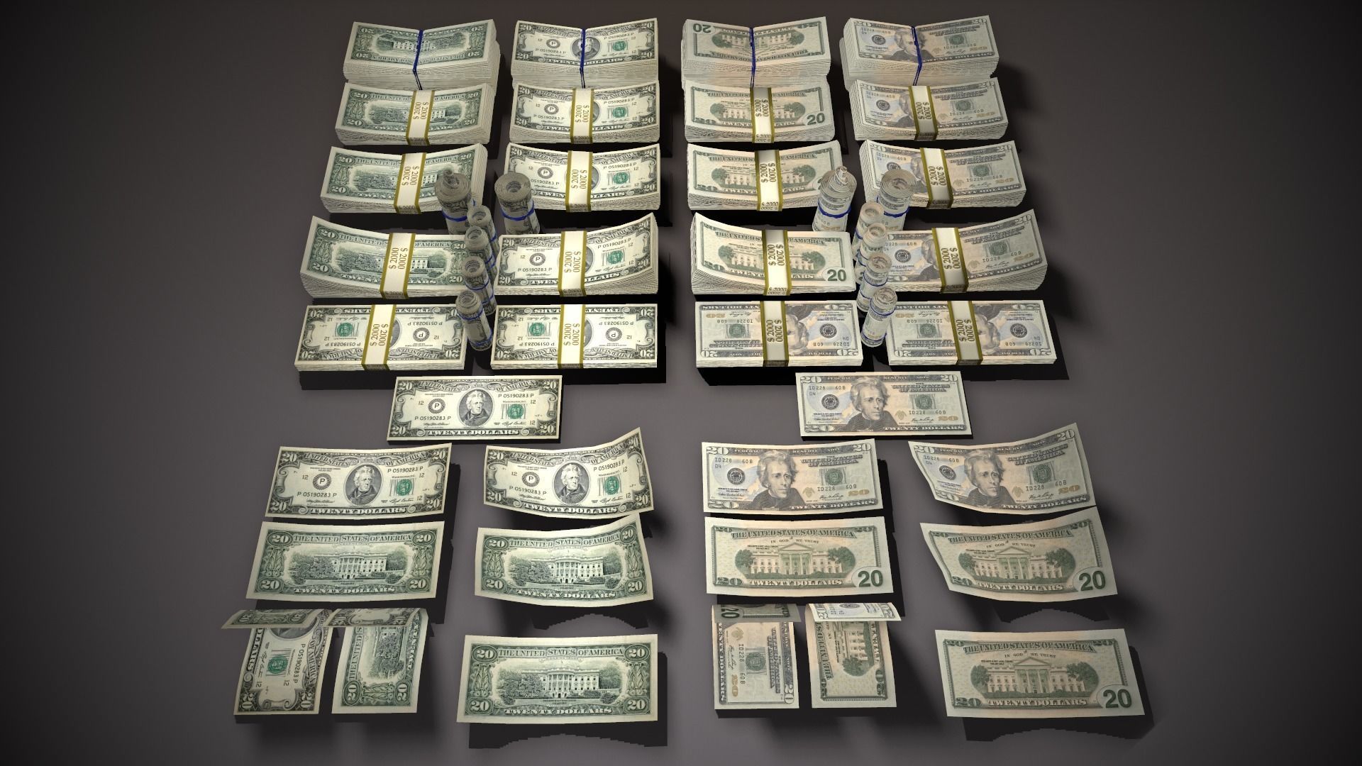 MoneyPack - American Dollars Low-poly 3D model_29