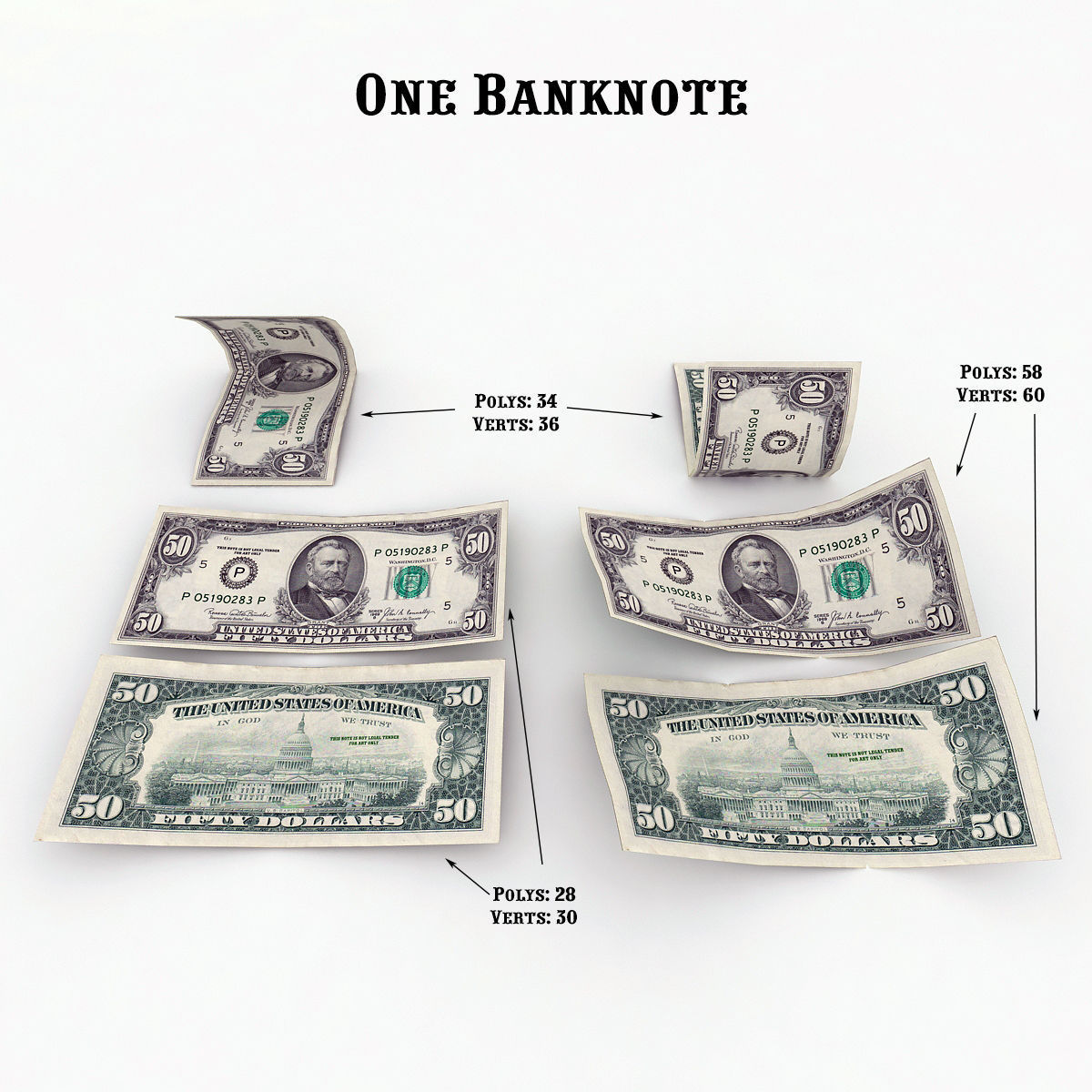 MoneyPack - American Dollars Low-poly 3D model_2