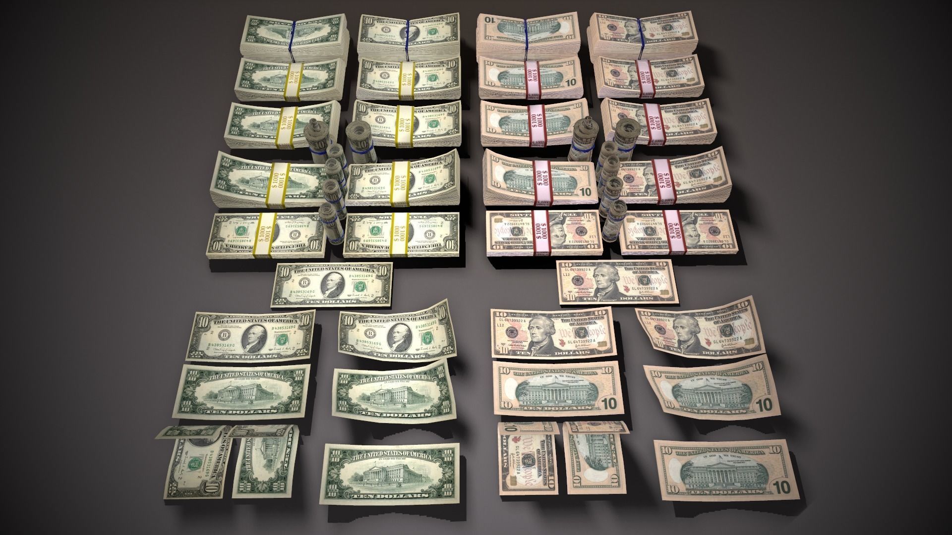 MoneyPack - American Dollars Low-poly 3D model_30