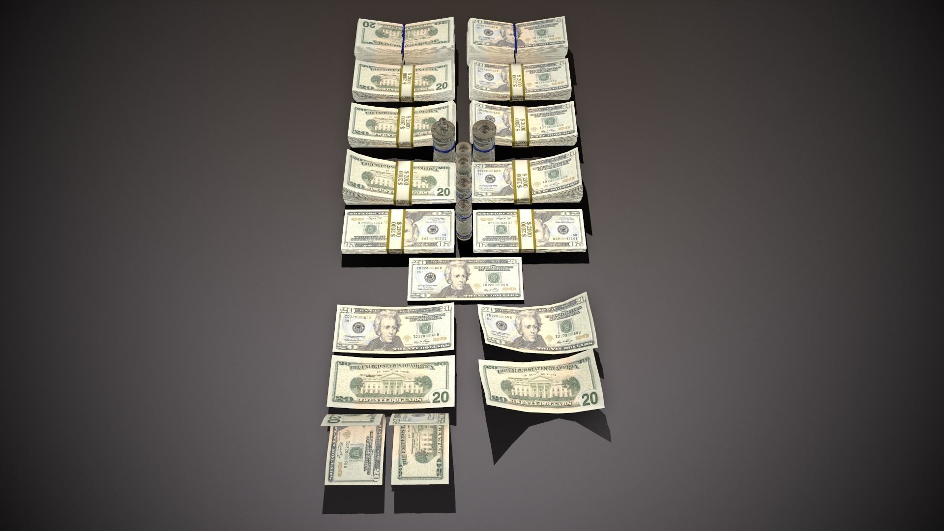 MoneyPack - American Dollars Low-poly 3D model_22