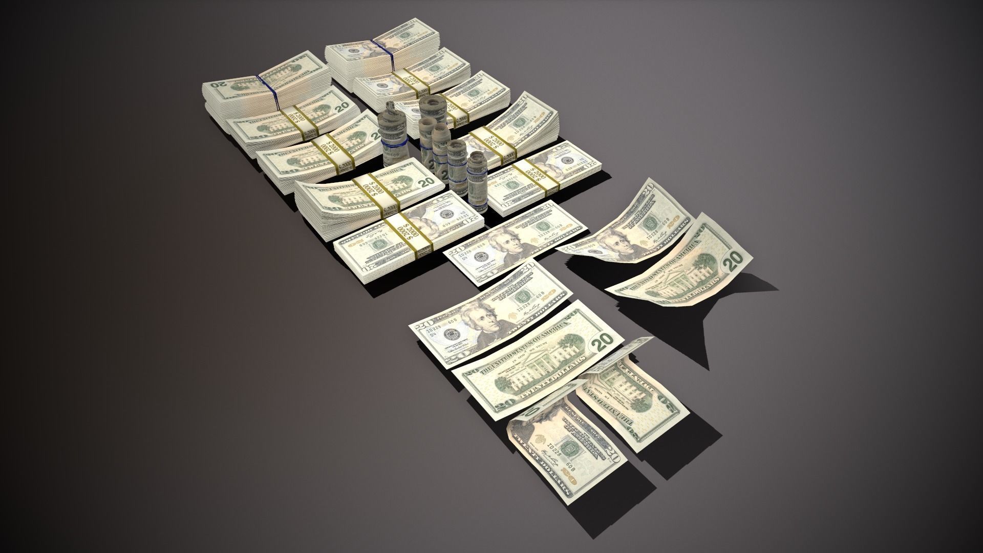 MoneyPack - American Dollars Low-poly 3D model_21