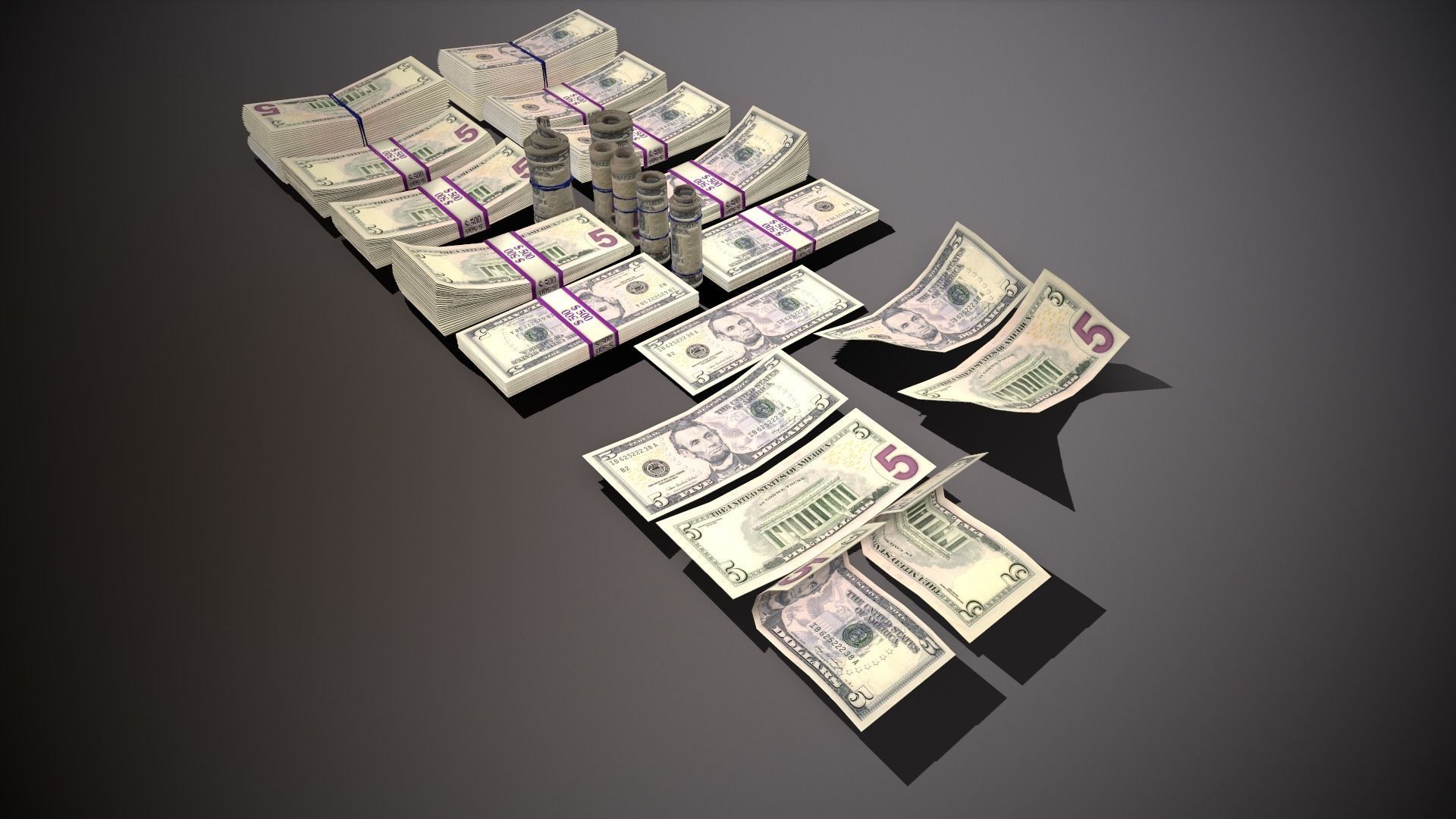MoneyPack - American Dollars Low-poly 3D model_25
