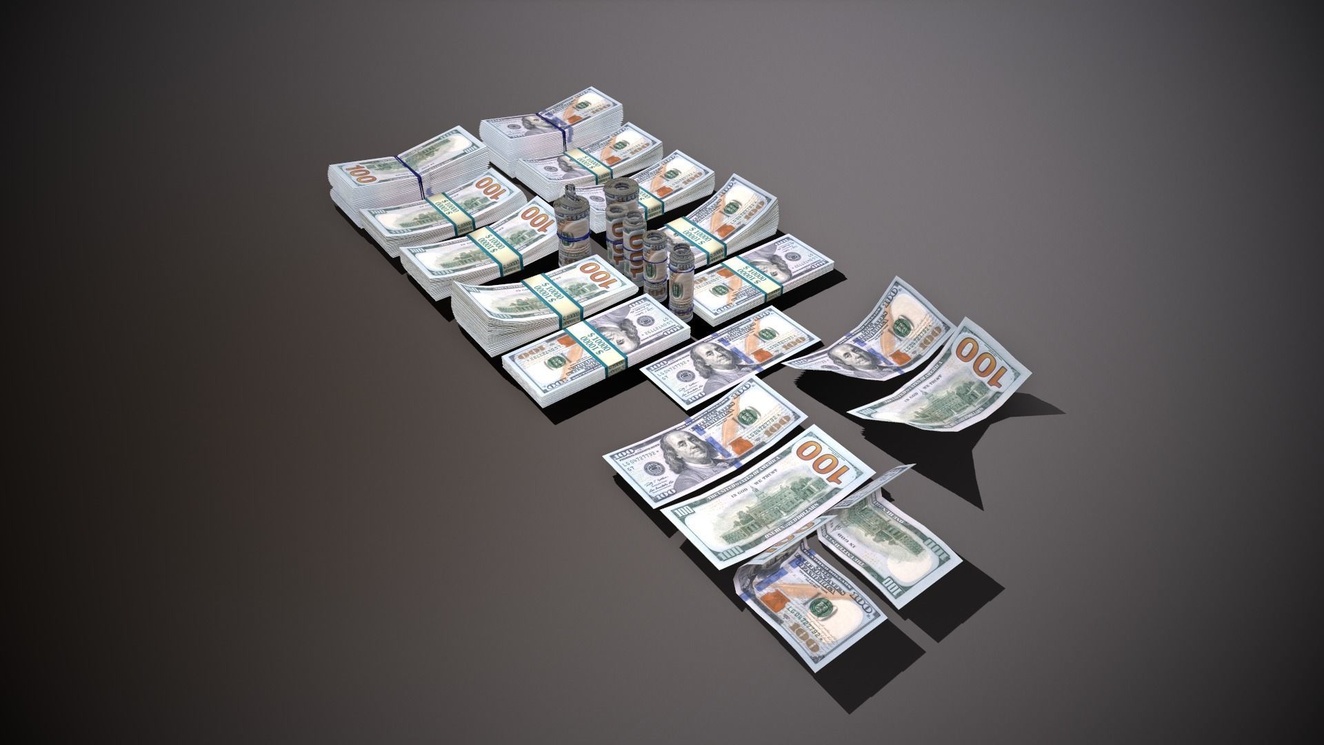 MoneyPack - American Dollars Low-poly 3D model_17
