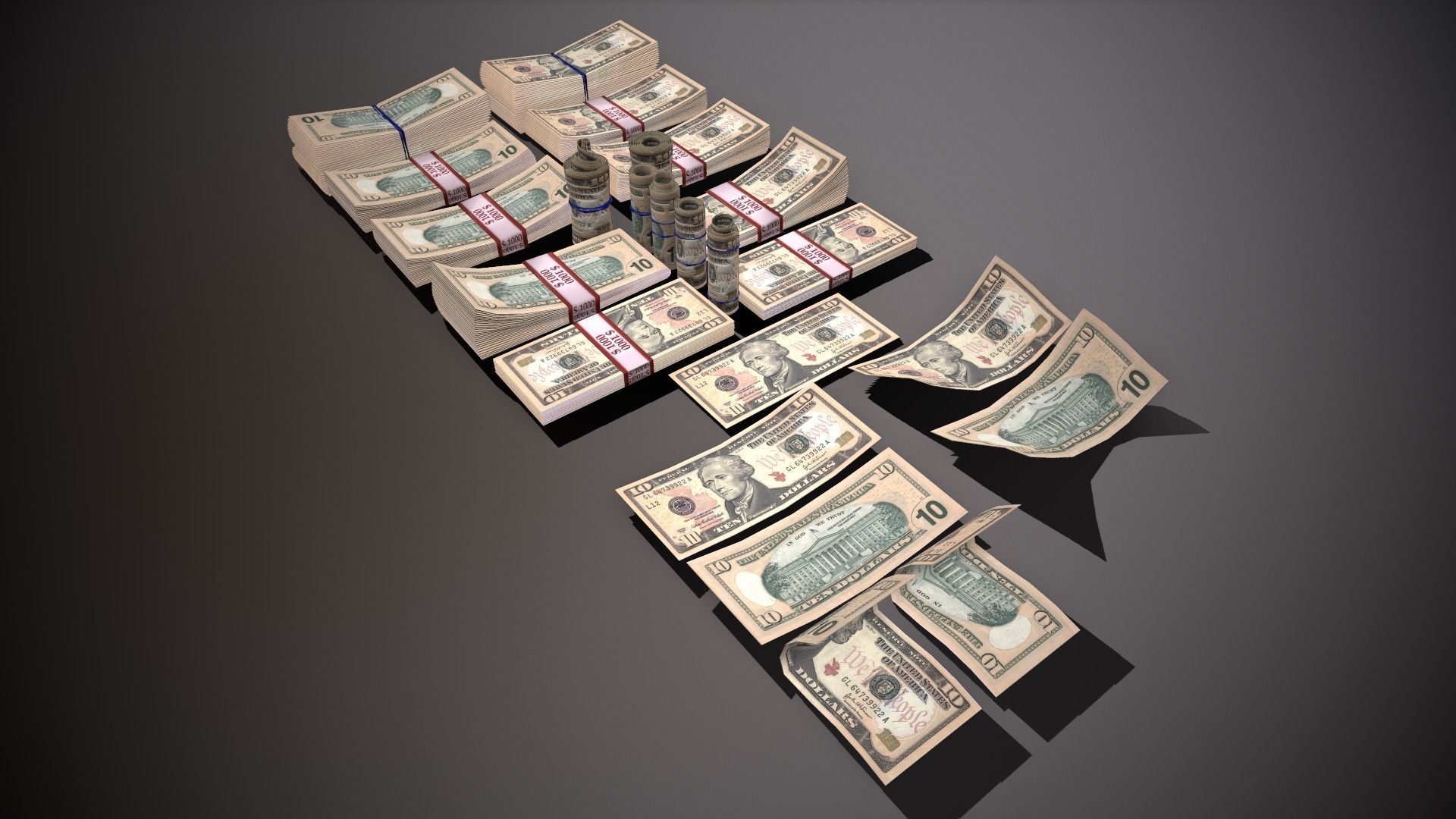 MoneyPack - American Dollars Low-poly 3D model_23