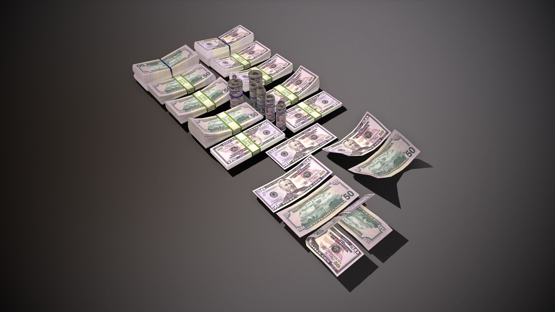 MoneyPack - American Dollars Low-poly 3D model_19