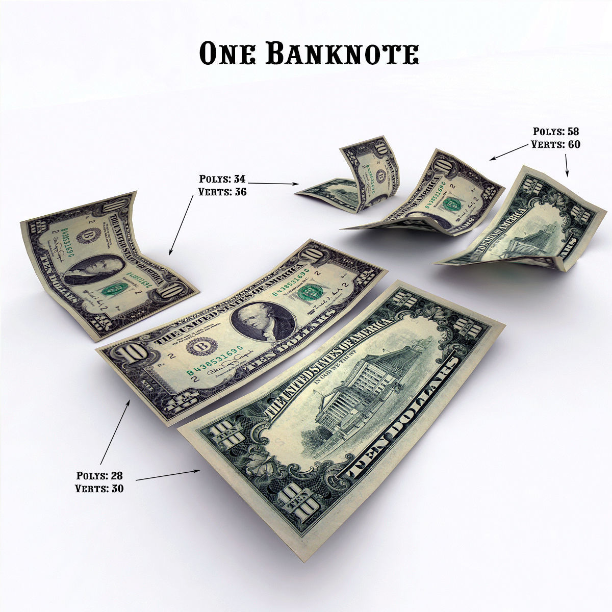 MoneyPack - American Dollars Low-poly 3D model_5