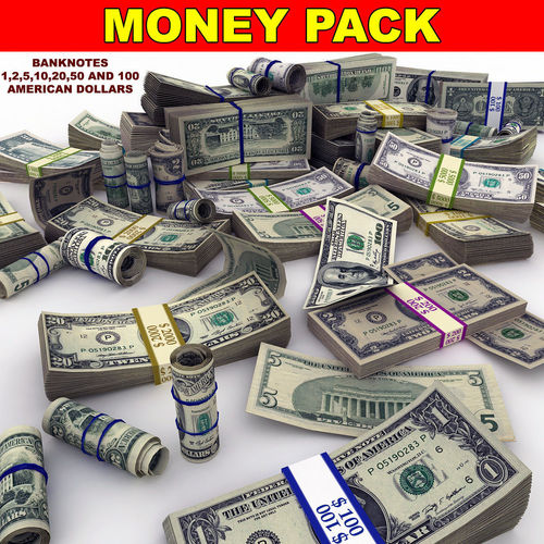 MoneyPack - American Dollars Low-poly 3D model