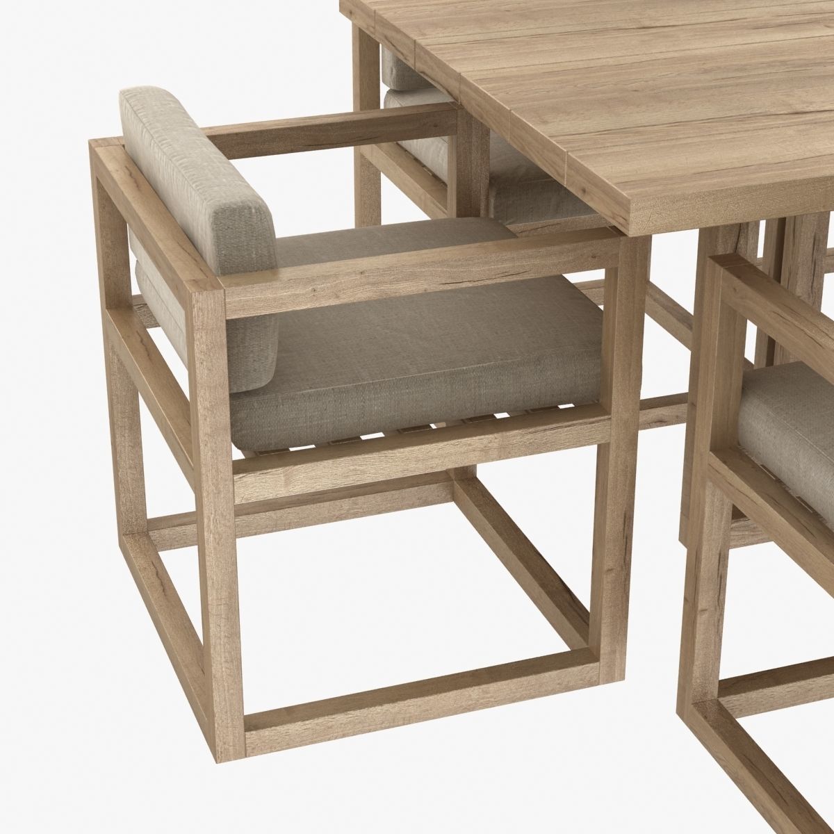 restoration hardware aviara armchair and dining table 3D model_4