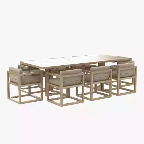 restoration hardware aviara armchair and dining table 3D model