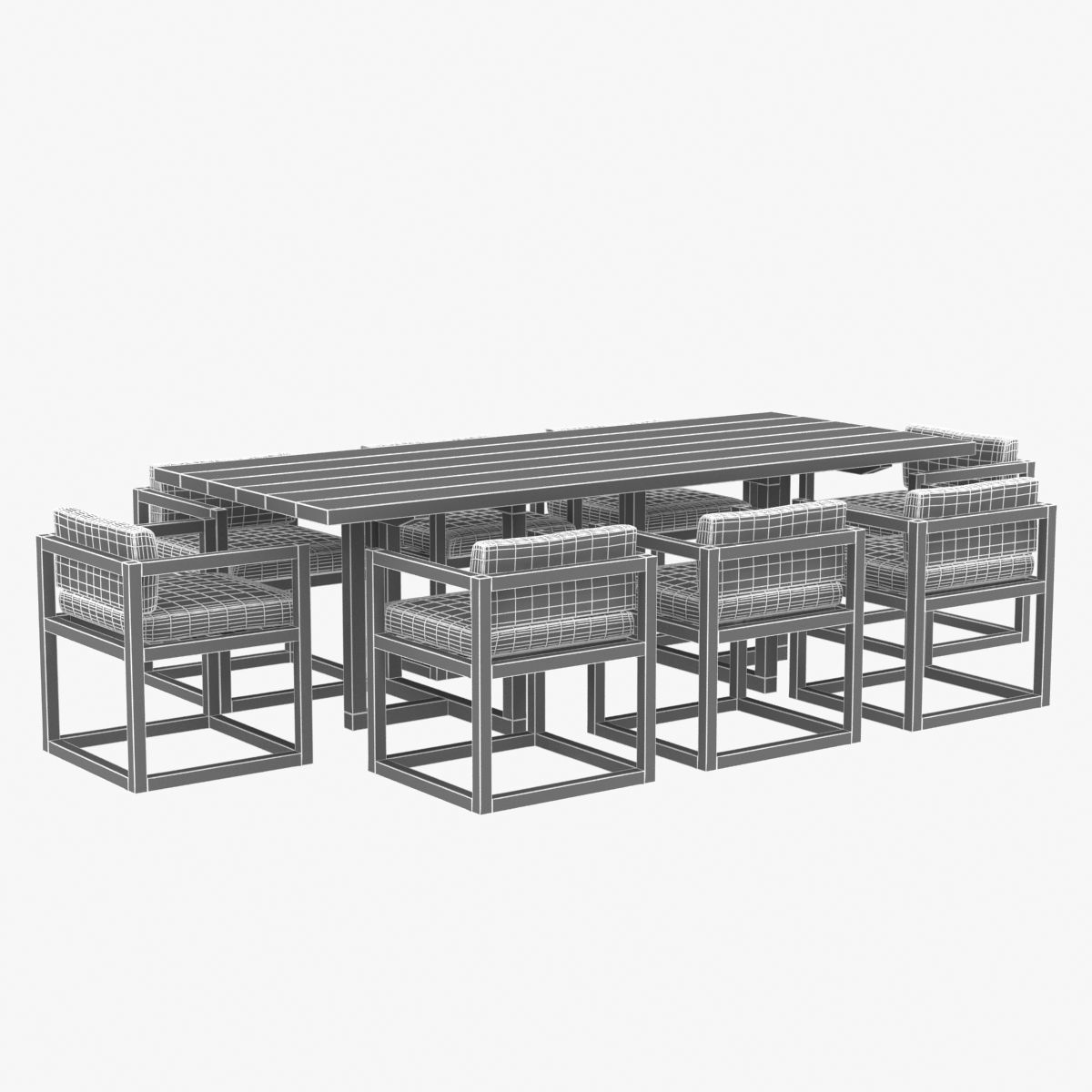 restoration hardware aviara armchair and dining table 3D model_1