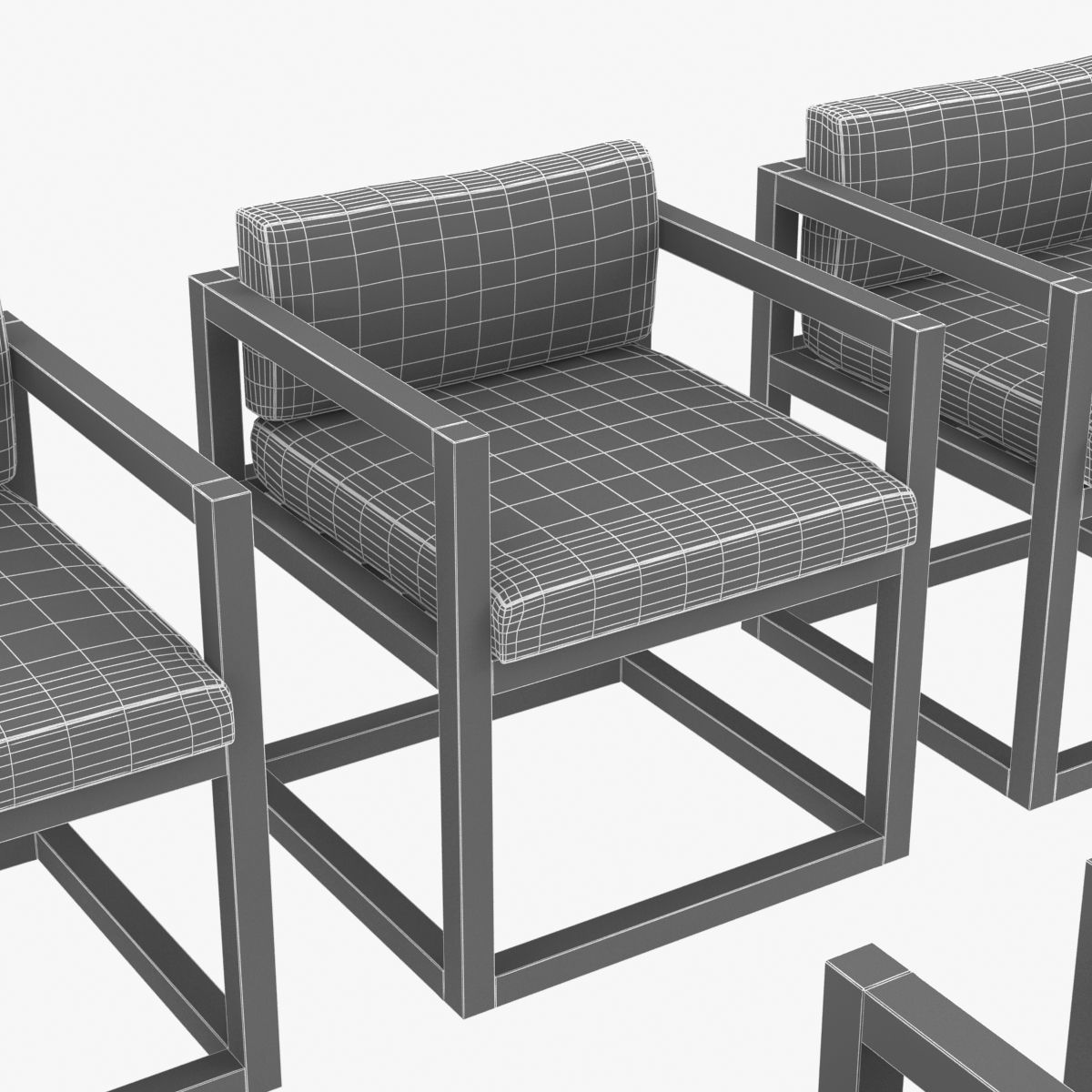 restoration hardware aviara armchair and dining table 3D model_8