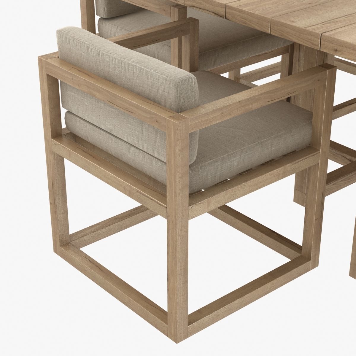 restoration hardware aviara armchair and dining table 3D model_3