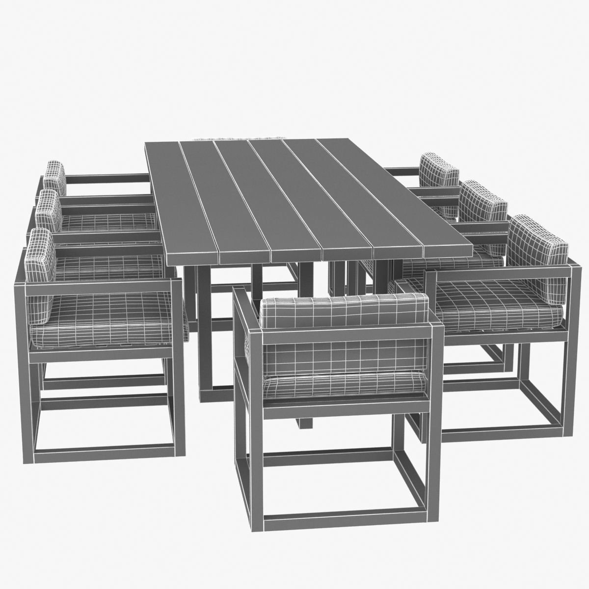 restoration hardware aviara armchair and dining table 3D model_9