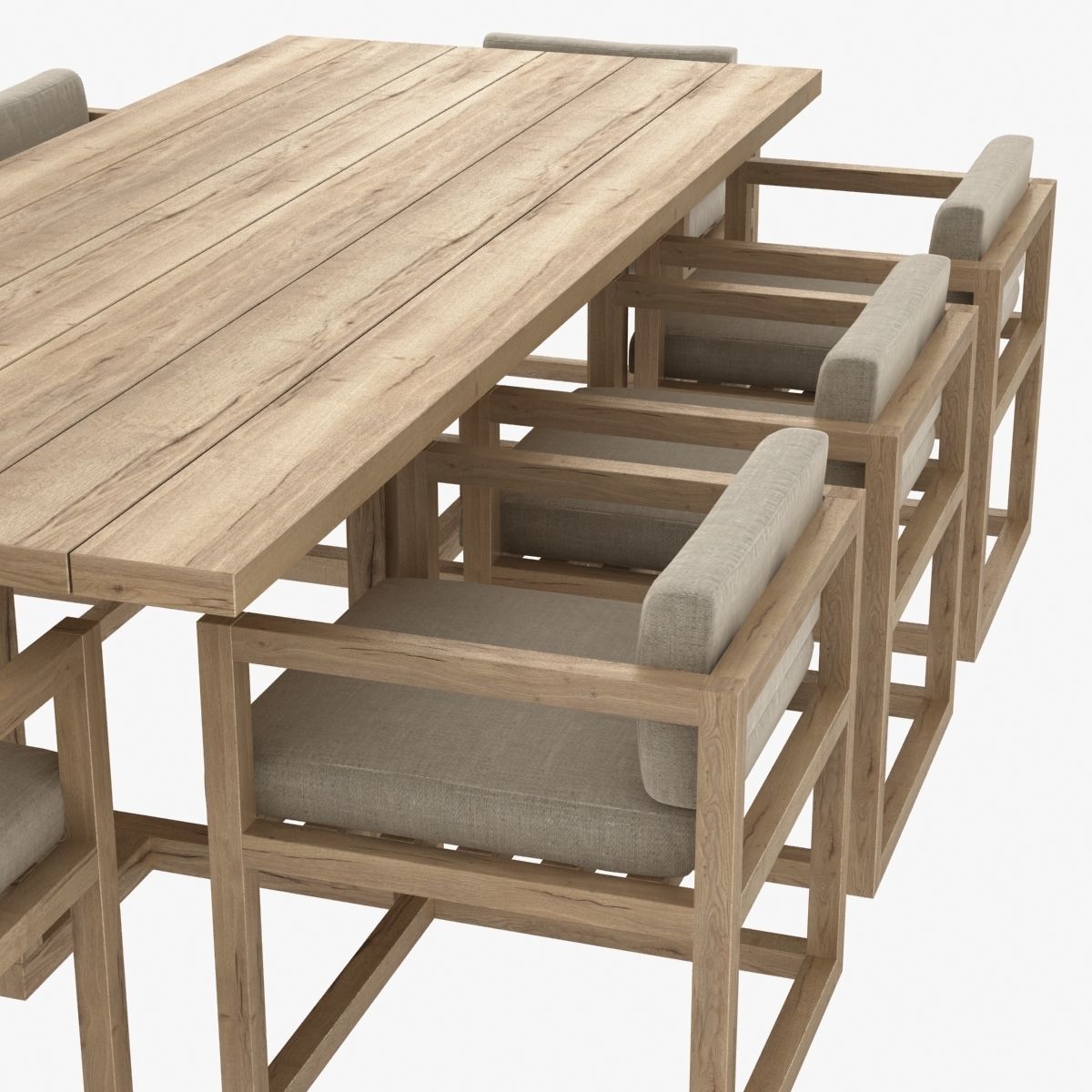 restoration hardware aviara armchair and dining table 3D model_5