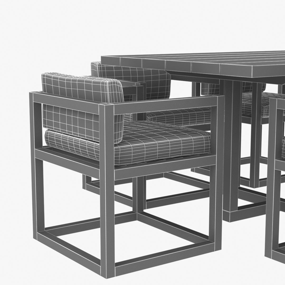 restoration hardware aviara armchair and dining table 3D model_7