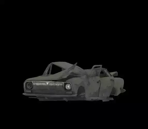  Low Poly Wrecked Car Game Ready Free low-poly 3D model