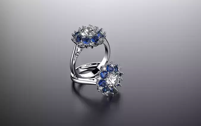 Coloured Stone Heart-Shape Sapphire and Diamond Rings