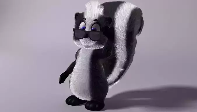 Cartoon Skunk Rigged Low-poly 3D model