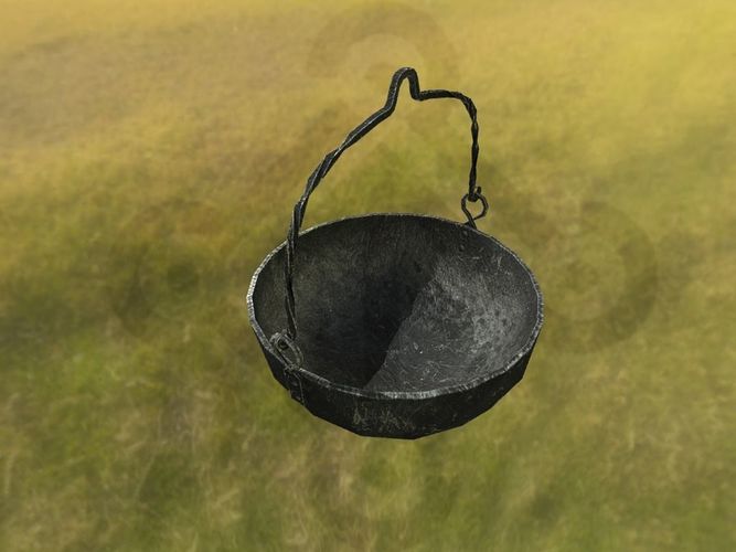 Early medieval forged cauldron Low-poly 3D model