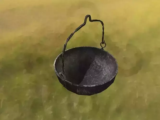 Early medieval forged cauldron Low-poly 3D model