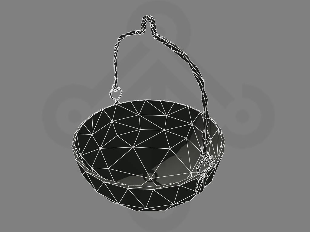 Early medieval forged cauldron Low-poly 3D model_1