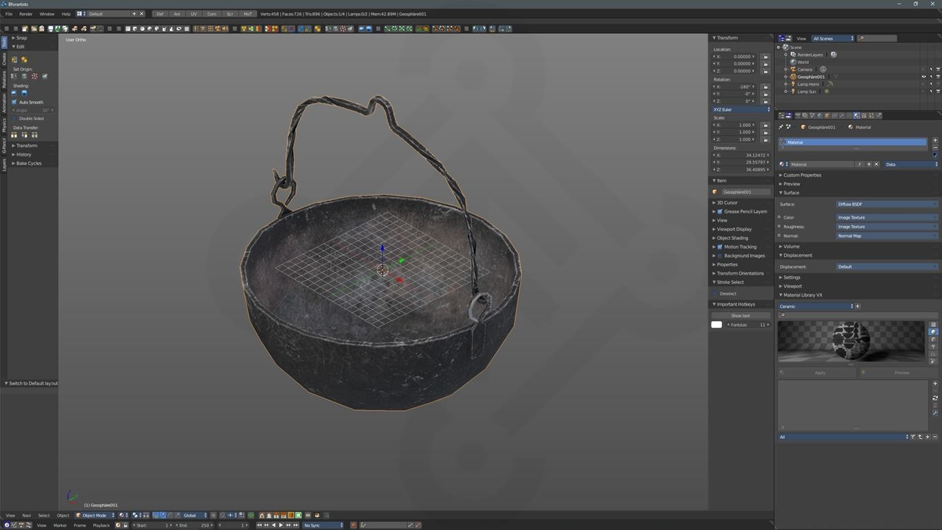 Early medieval forged cauldron Low-poly 3D model_2