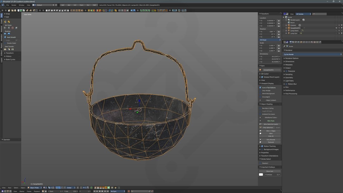 Early medieval forged cauldron Low-poly 3D model_4