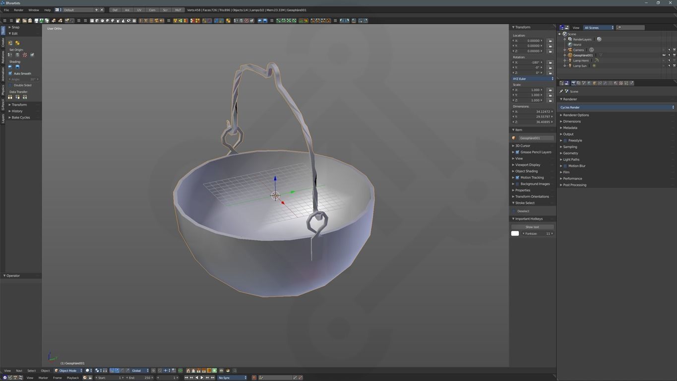 Early medieval forged cauldron Low-poly 3D model_3