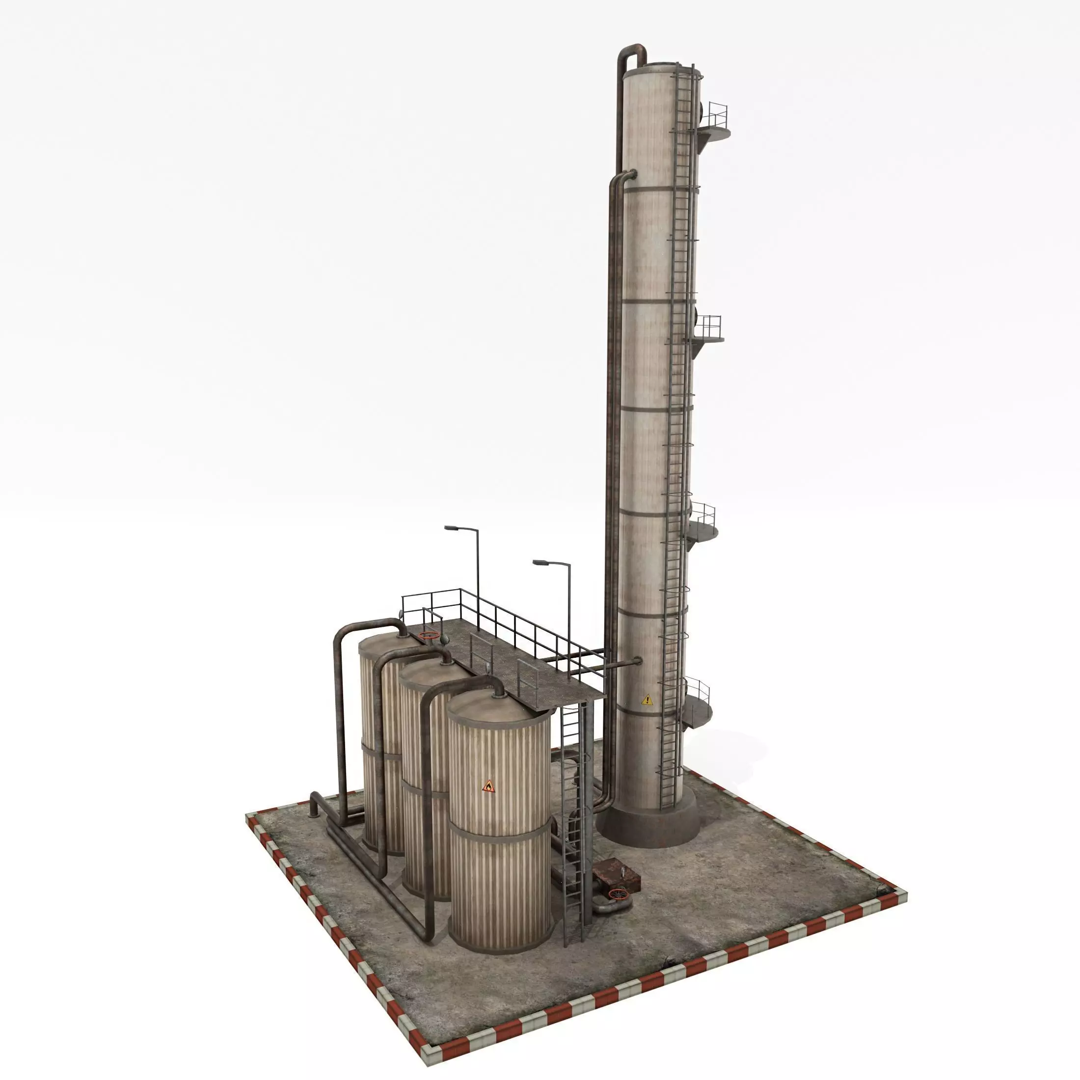 Refinery Unit  Low-poly 3D model_0