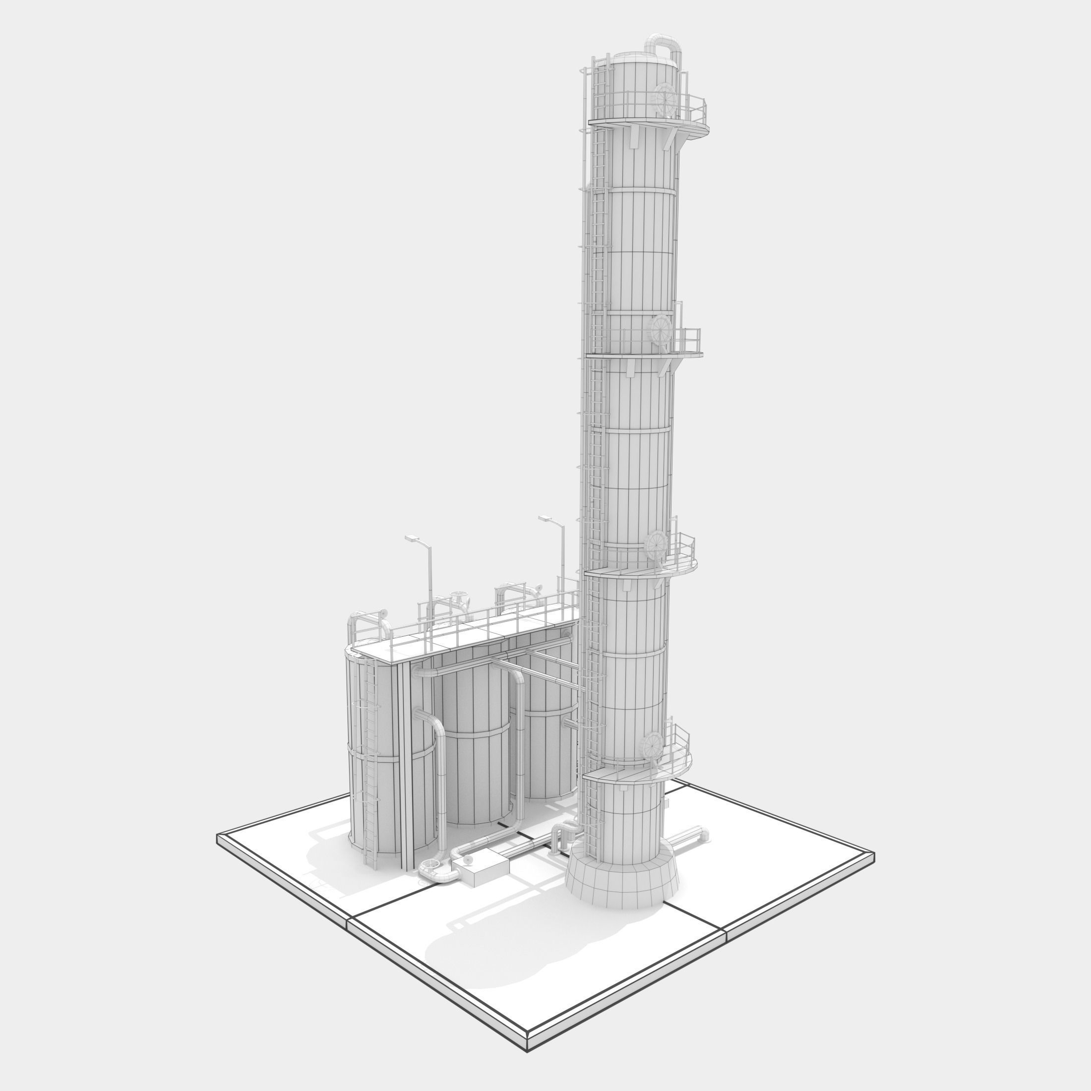 Refinery Unit  Low-poly 3D model_3