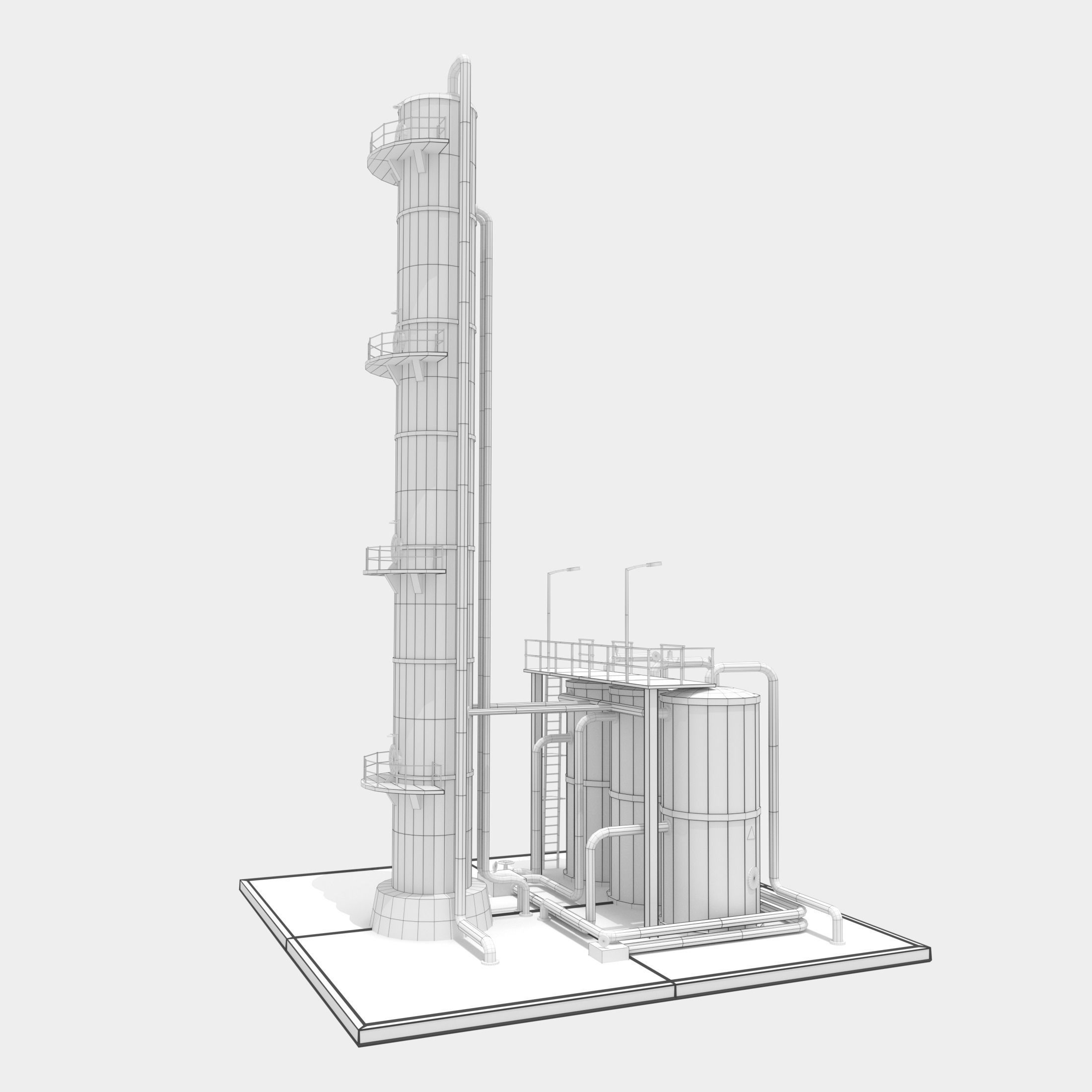 Refinery Unit  Low-poly 3D model_1
