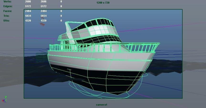 Boat with Ocean  Low-poly 3D model_11