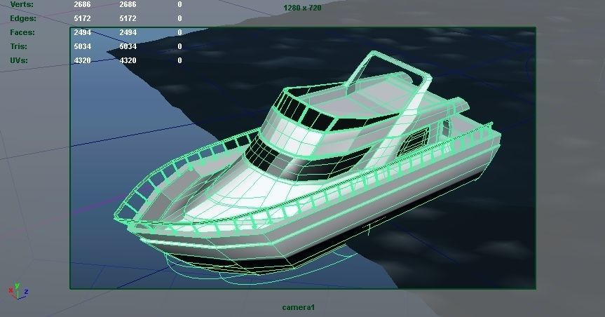 Boat with Ocean  Low-poly 3D model_13