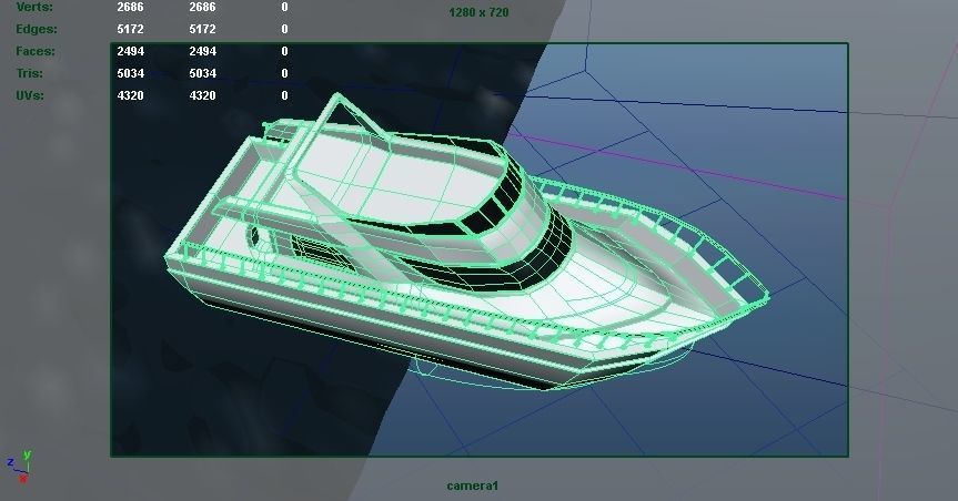 Boat with Ocean  Low-poly 3D model_16