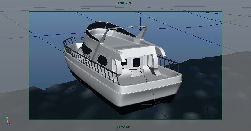Boat with Ocean  Low-poly 3D model_2