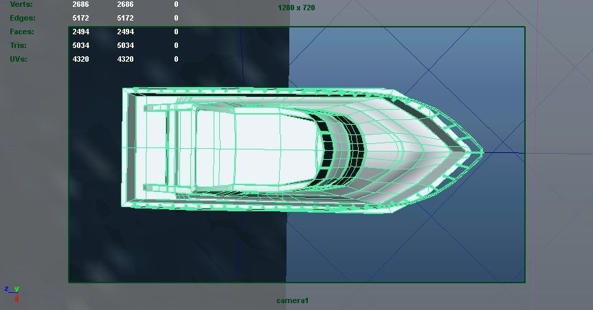 Boat with Ocean  Low-poly 3D model_19