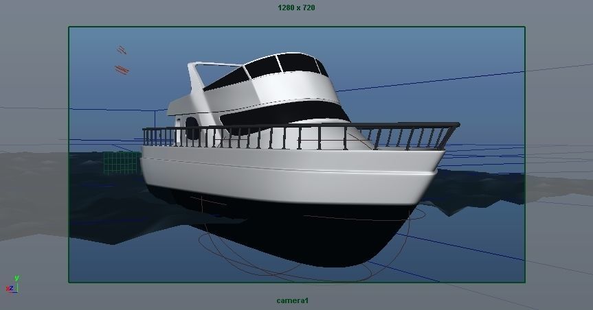 Boat with Ocean  Low-poly 3D model_3