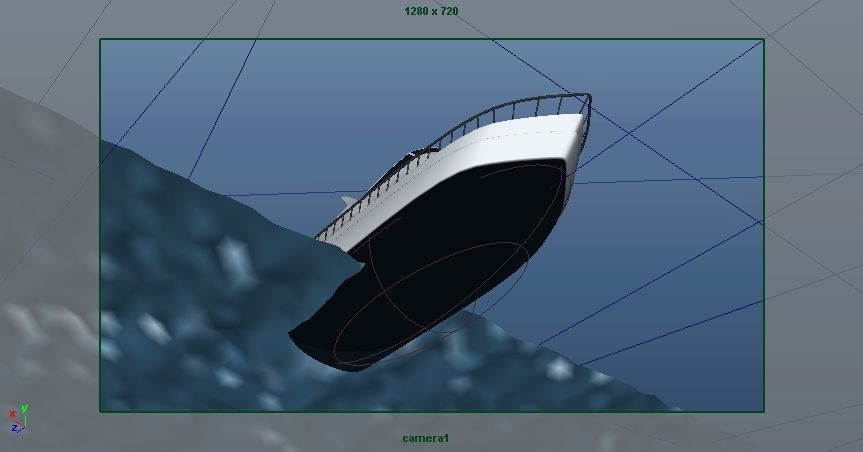 Boat with Ocean  Low-poly 3D model_10