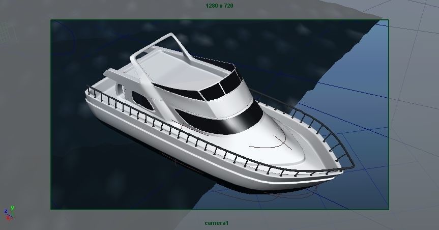 Boat with Ocean  Low-poly 3D model_6