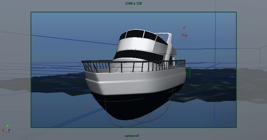 Boat with Ocean  Low-poly 3D model_8